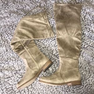 Over the knee suede boots